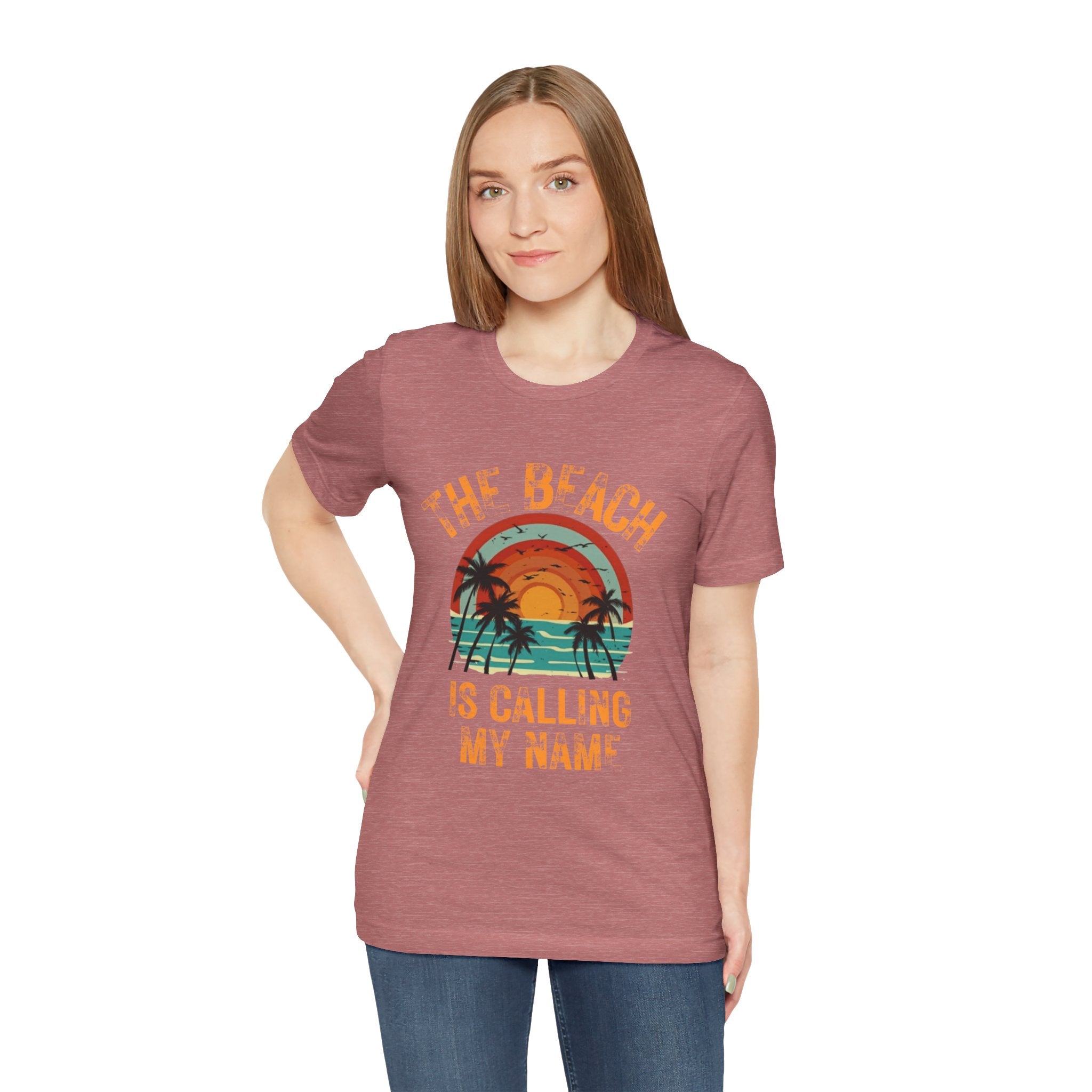 Beach Is Calling My Name T‑Shirt — Vintage Sunset Palm Tee