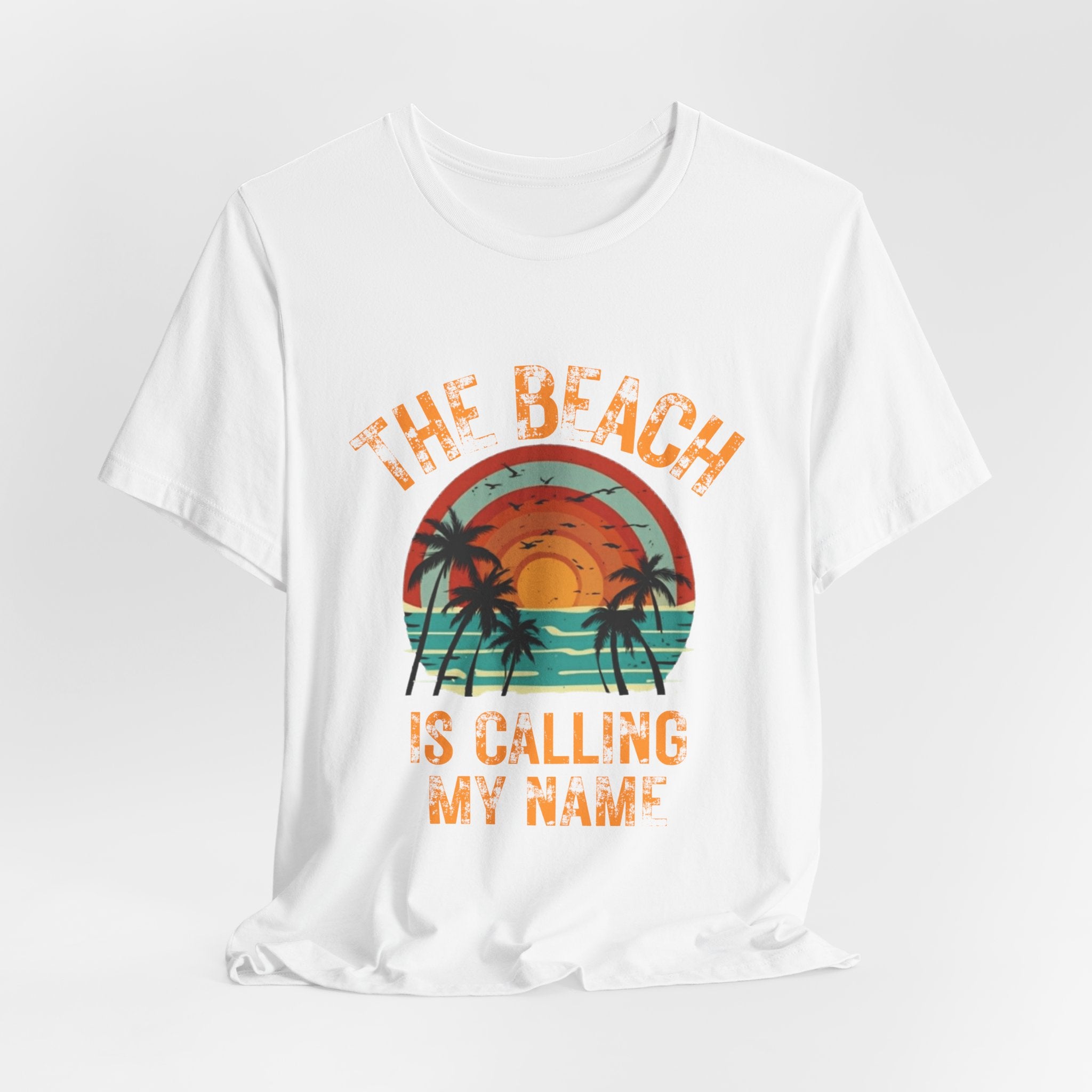 Beach Is Calling My Name T‑Shirt — Vintage Sunset Palm Tee