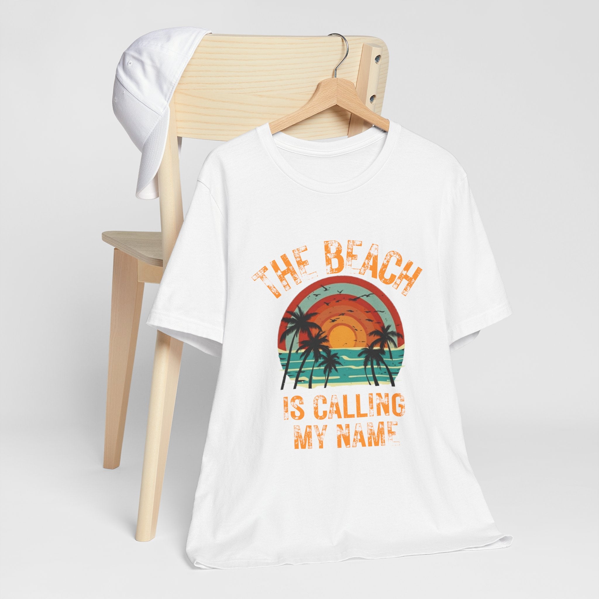 Beach Is Calling My Name T‑Shirt — Vintage Sunset Palm Tee