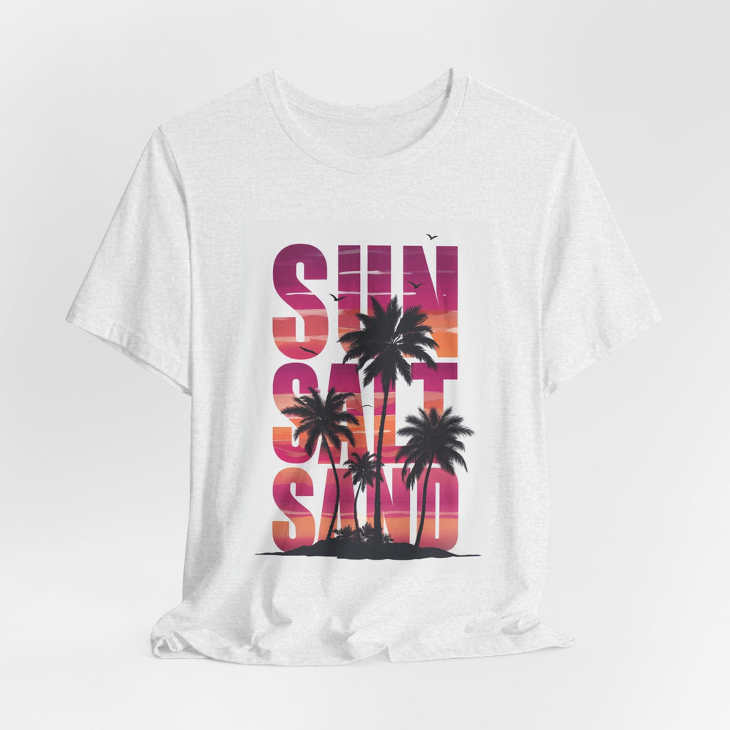Sun, Salt & Sand T-Shirt — Tropical Palm Sunset Graphic Tee