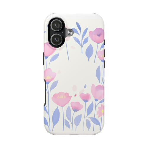 Floral Pink Meadow Tough Phone Case — Protective Spring Blossom Design