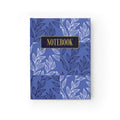 Floral Patchwork Notebook — Blue Botanical Journal with 'NOTEBOOK' Gold Label