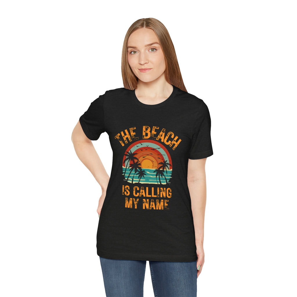 Beach Is Calling My Name T‑Shirt — Vintage Sunset Palm Tee