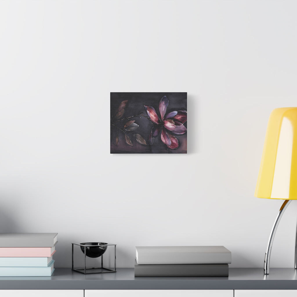 Dark Floral Magnolia Canvas Print — Moody Botanical Wall Art, Matte Stretched Canvas