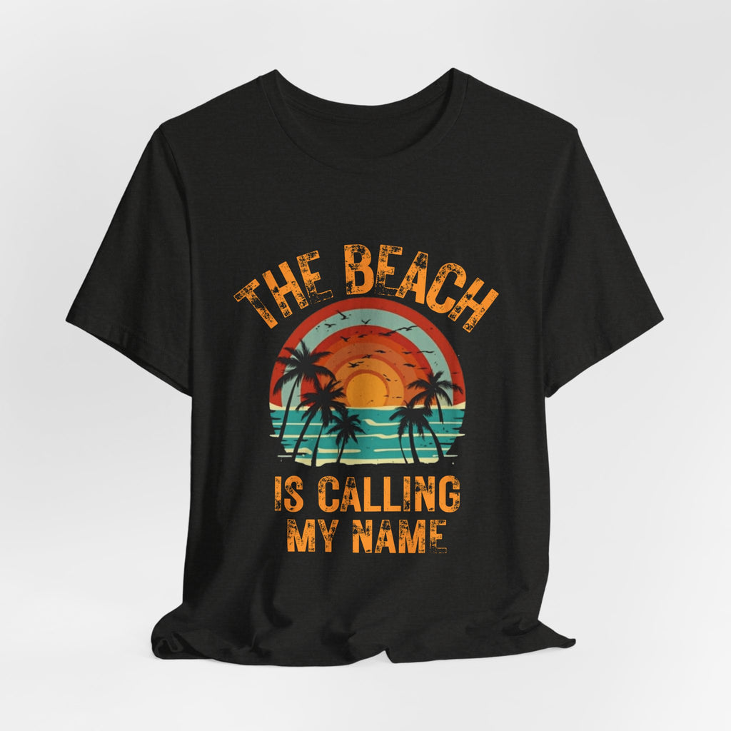 Beach Is Calling My Name T‑Shirt — Vintage Sunset Palm Tee
