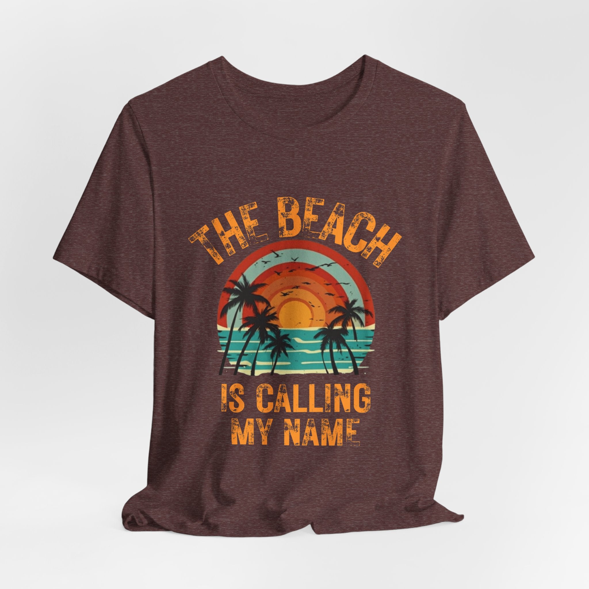 Beach Is Calling My Name T‑Shirt — Vintage Sunset Palm Tee