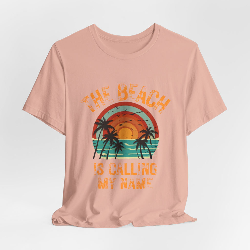 Beach Is Calling My Name T‑Shirt — Vintage Sunset Palm Tee