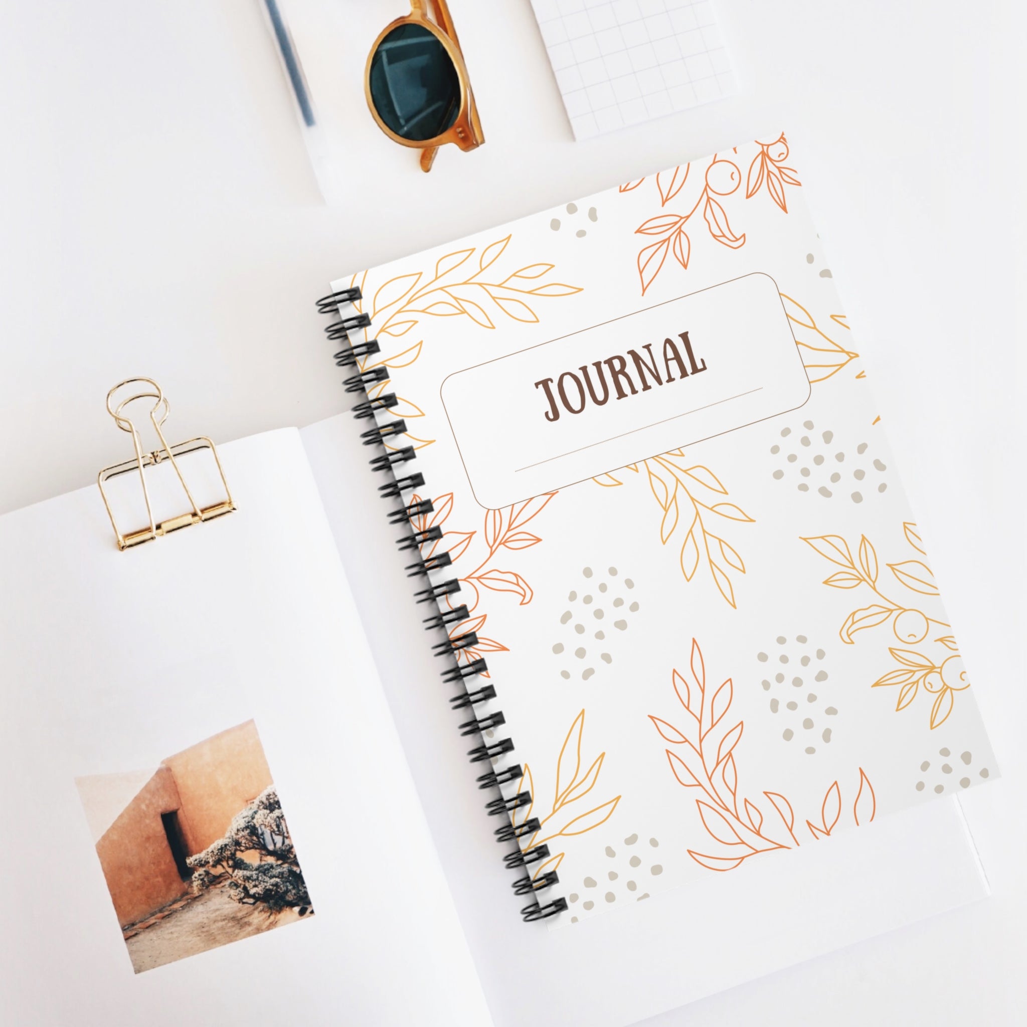 Floral Journal Spiral Notebook – Ruled Lined Notebook with Soft Botanical Cover