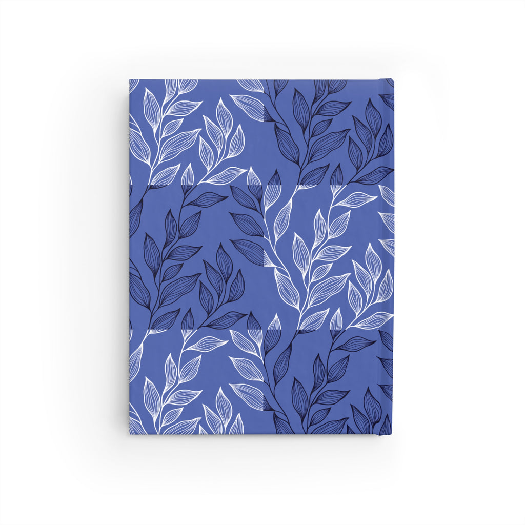 Floral Patchwork Notebook — Blue Botanical Journal with 'NOTEBOOK' Gold Label