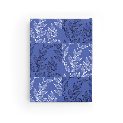 Floral Patchwork Notebook — Blue Botanical Journal with 'NOTEBOOK' Gold Label