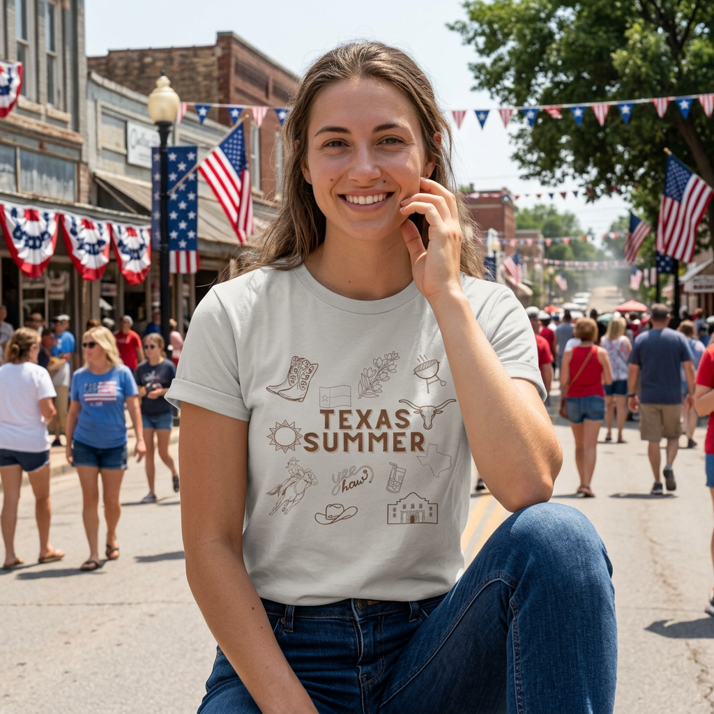 Texas Summer Tee — Retro Western Icons T‑Shirt