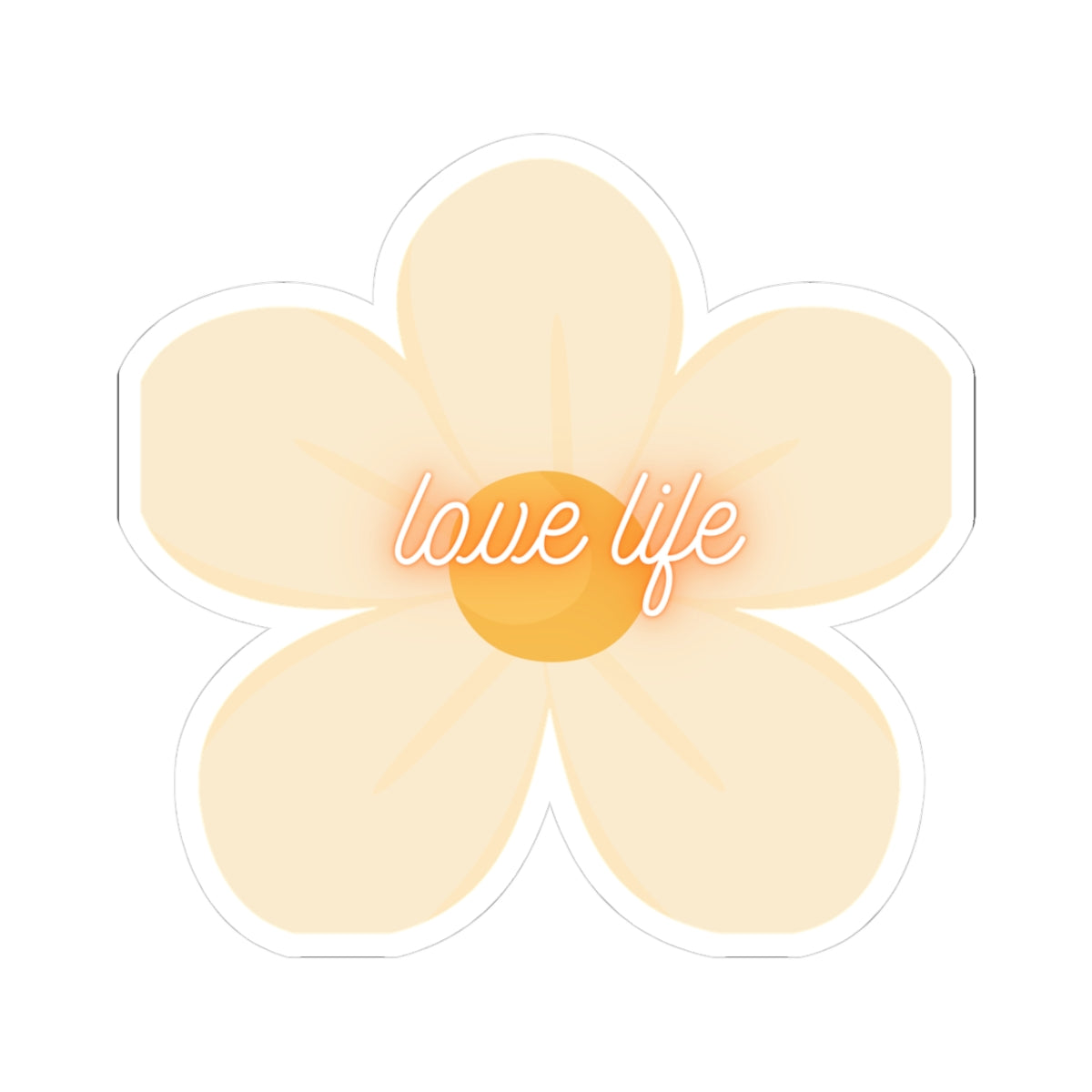Love Life Floral Sticker — Pastel Daisy Kiss-Cut Sticker for Laptops, Journals & Water Bottles