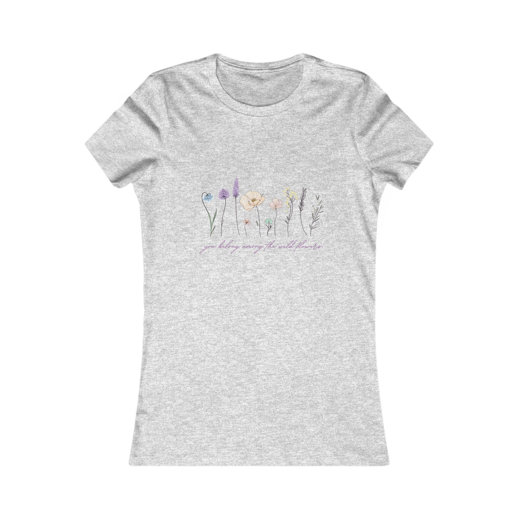 Floral Line Art Women's Tee — 'you belong among the wildflowers'