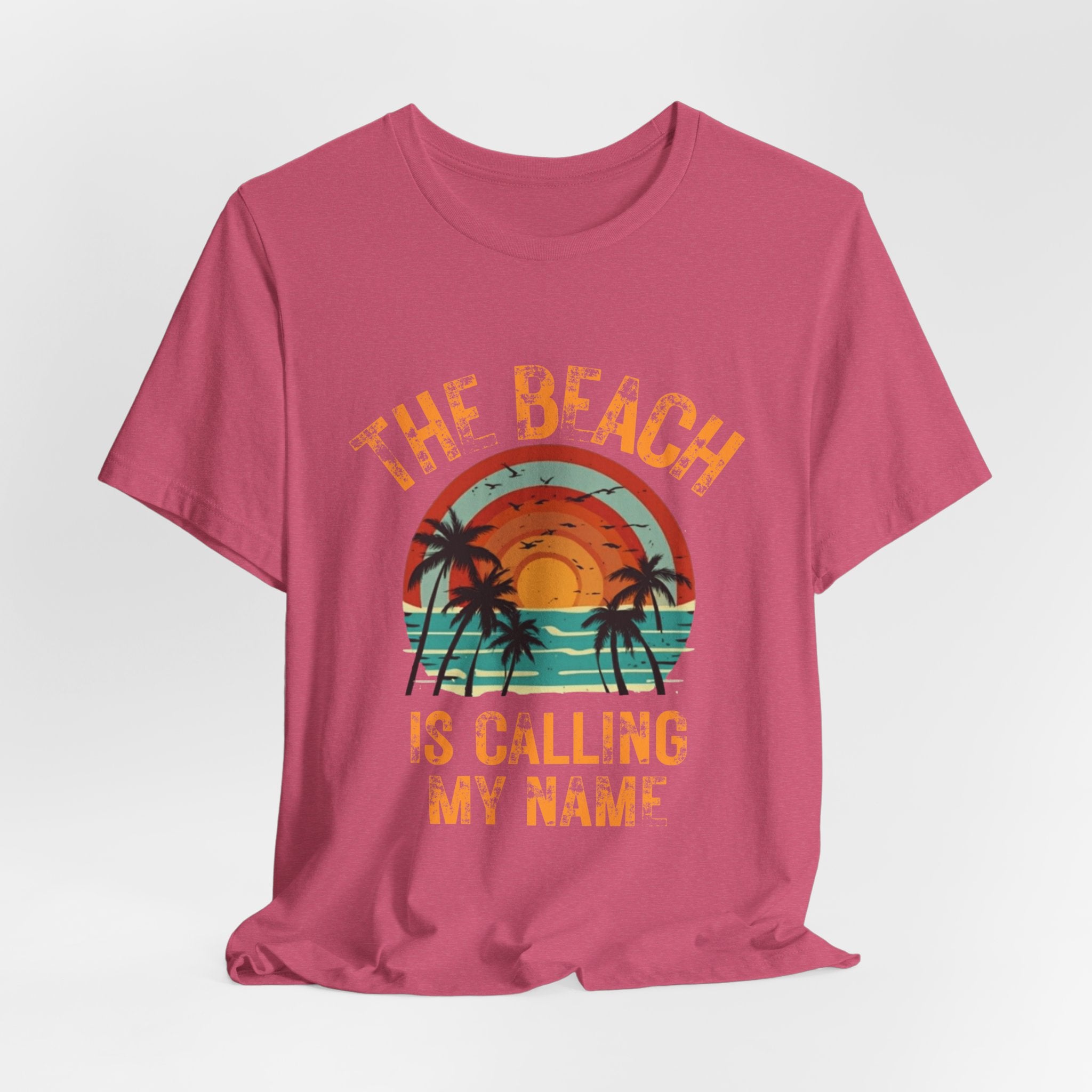 Beach Is Calling My Name T‑Shirt — Vintage Sunset Palm Tee