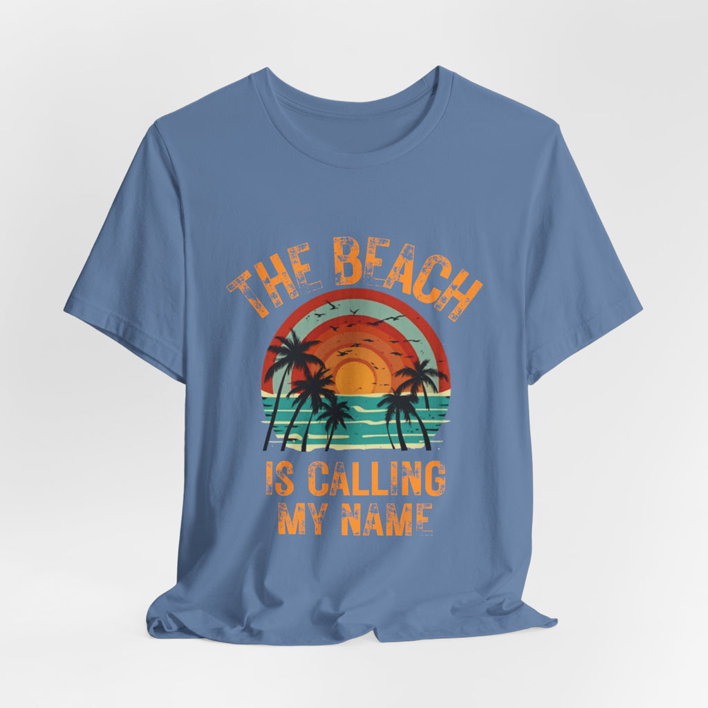 Beach Is Calling My Name T‑Shirt — Vintage Sunset Palm Tee
