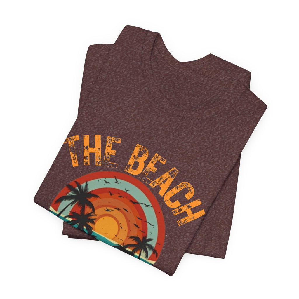 Beach Is Calling My Name T‑Shirt — Vintage Sunset Palm Tee