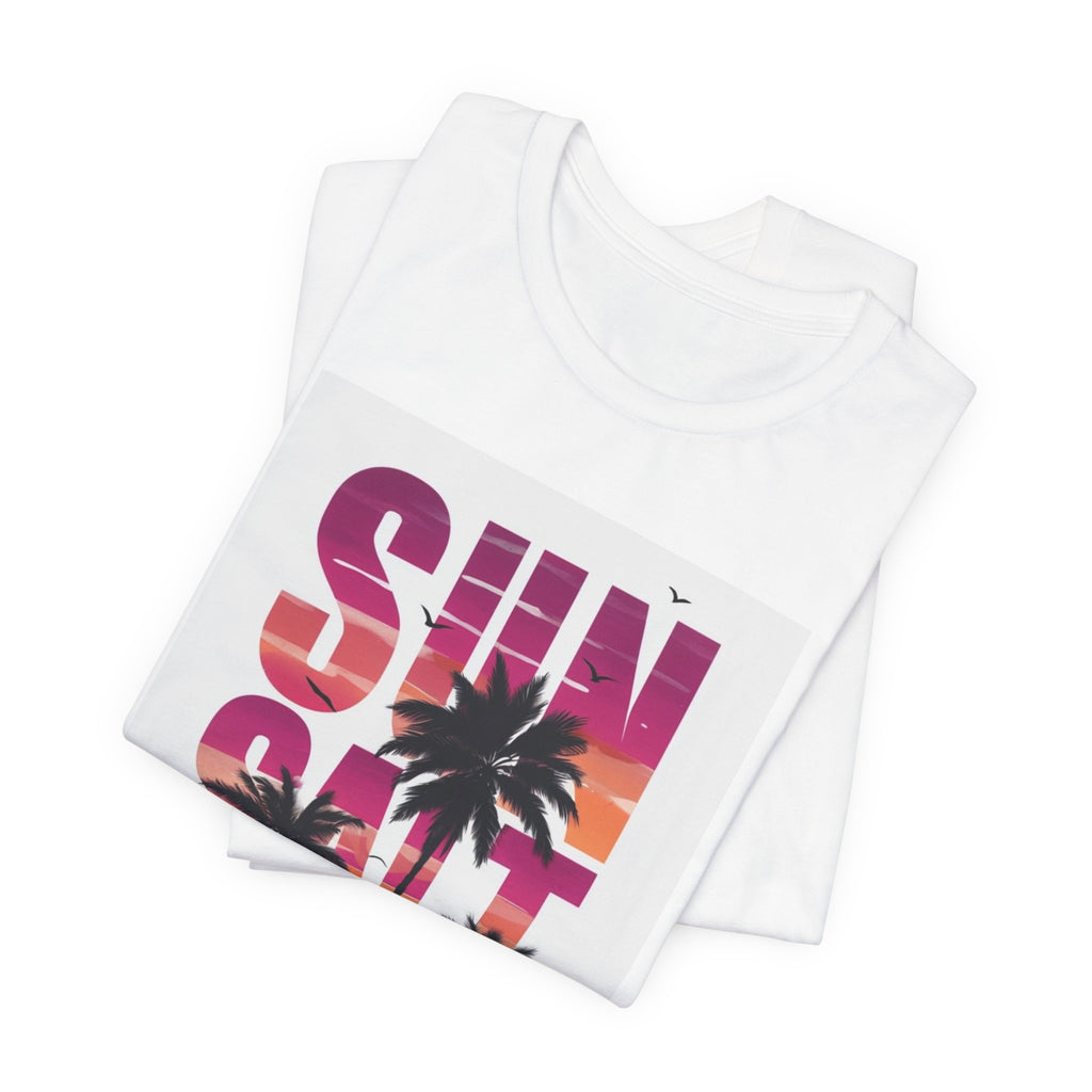 Sun, Salt & Sand T-Shirt — Tropical Palm Sunset Graphic Tee