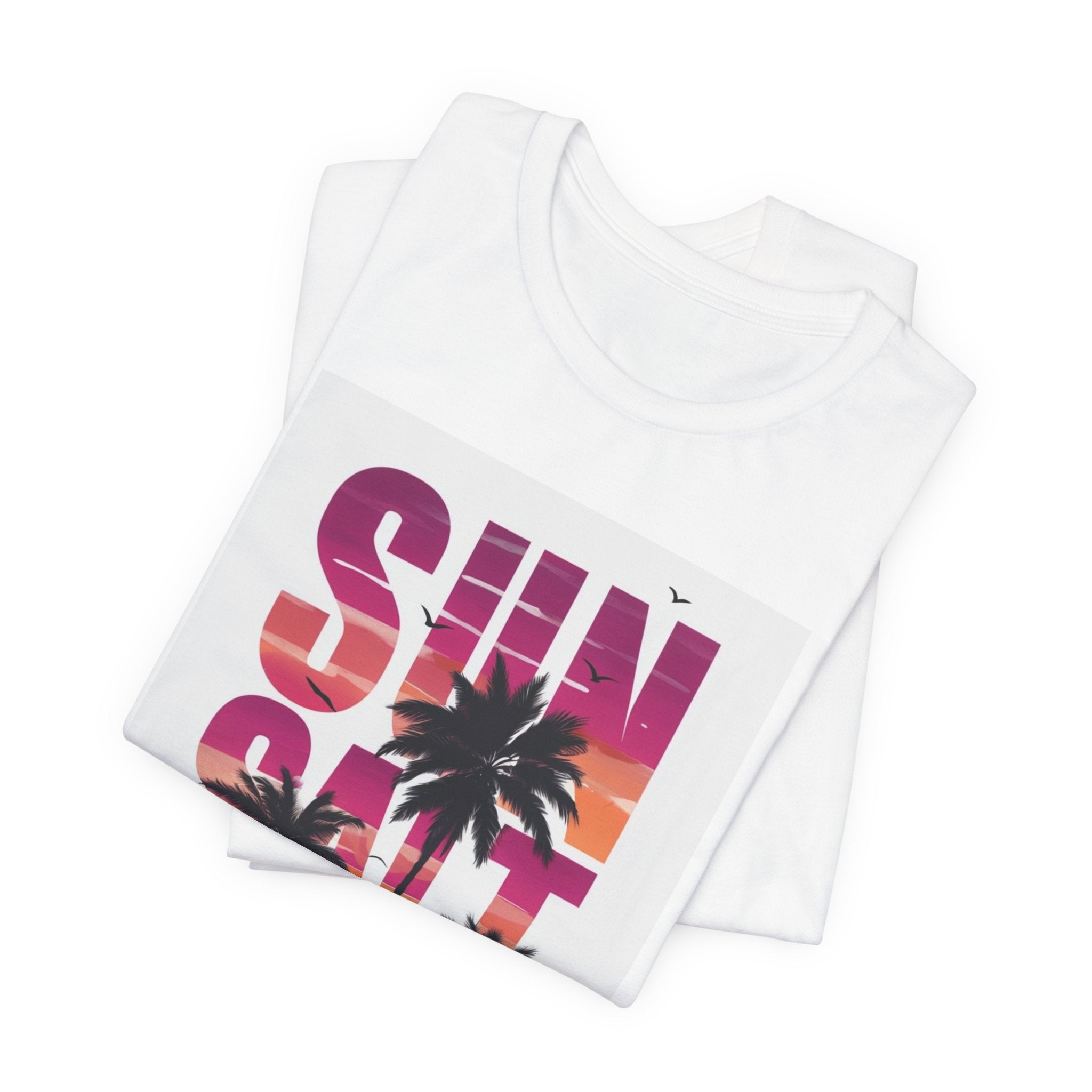 Sun, Salt & Sand T-Shirt — Tropical Palm Sunset Graphic Tee