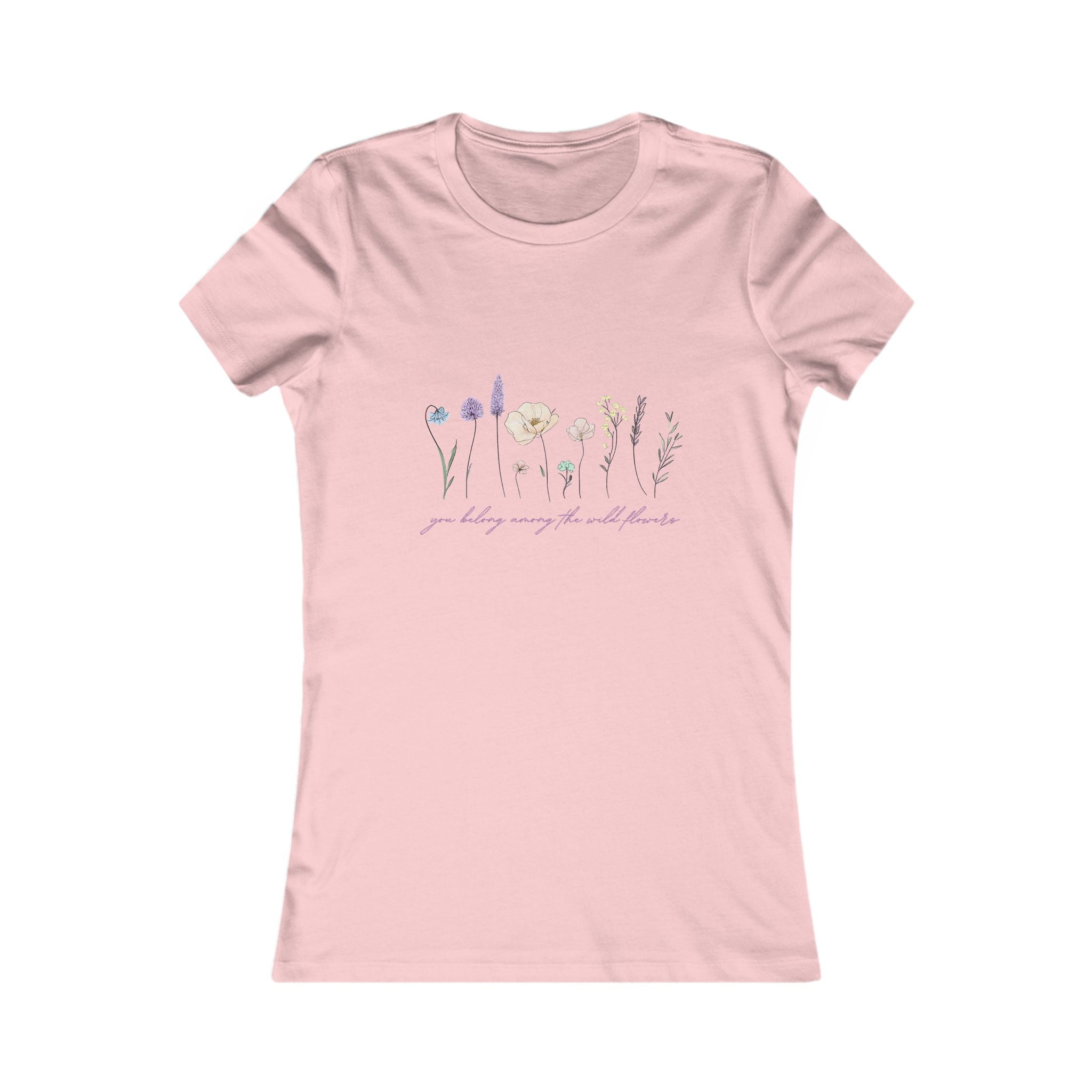 Floral Line Art Women's Tee — 'you belong among the wildflowers'