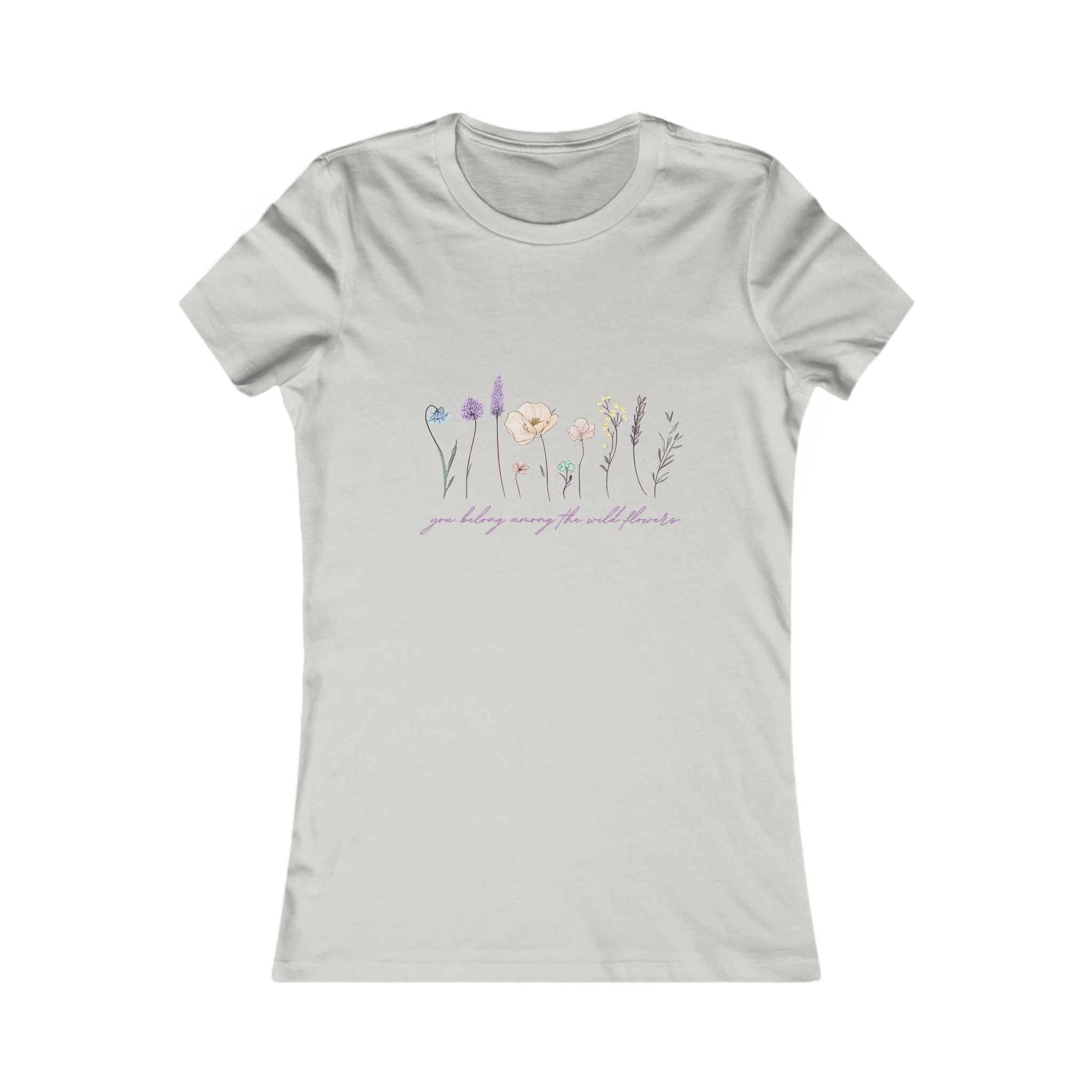 Floral Line Art Women's Tee — 'you belong among the wildflowers'