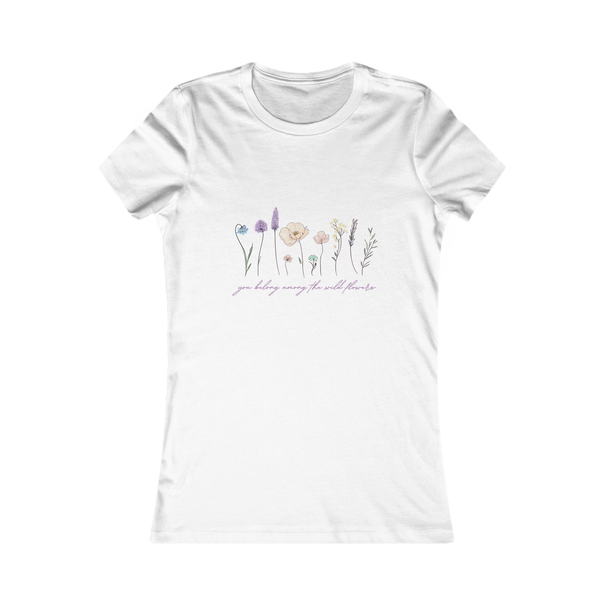 Floral Line Art Women's Tee — 'you belong among the wildflowers'