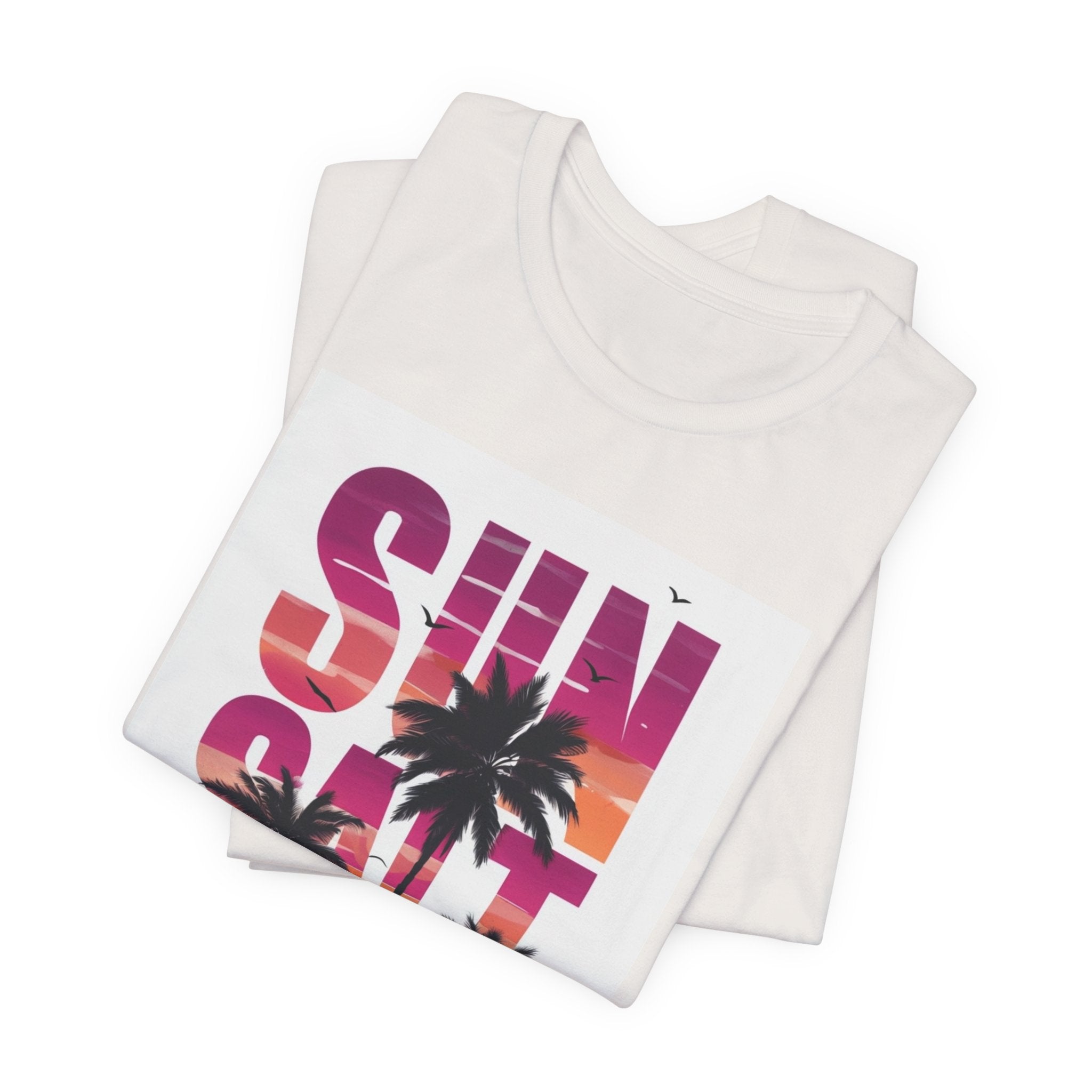 Sun, Salt & Sand T-Shirt — Tropical Palm Sunset Graphic Tee