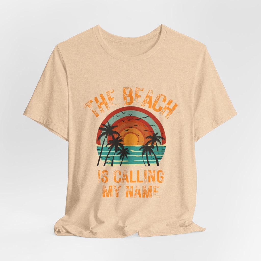 Beach Is Calling My Name T‑Shirt — Vintage Sunset Palm Tee