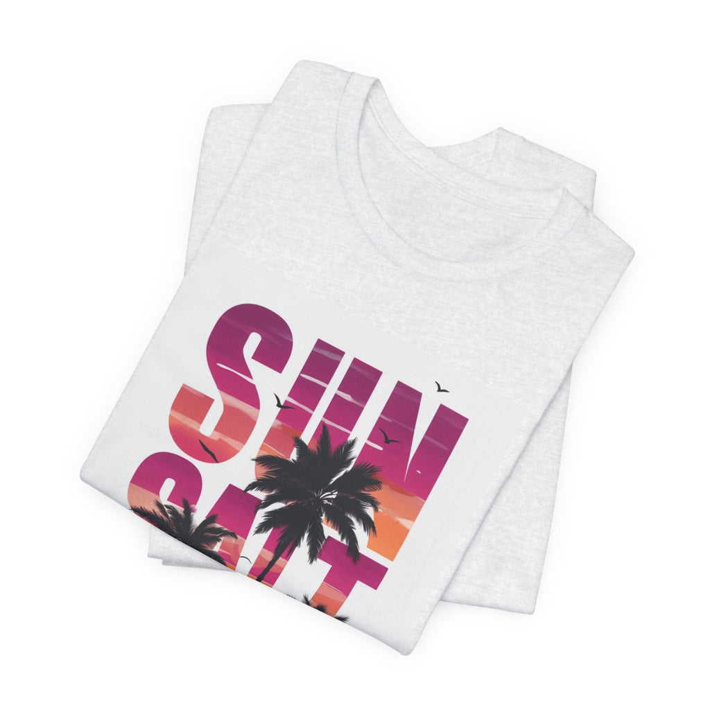 Sun, Salt & Sand T-Shirt — Tropical Palm Sunset Graphic Tee