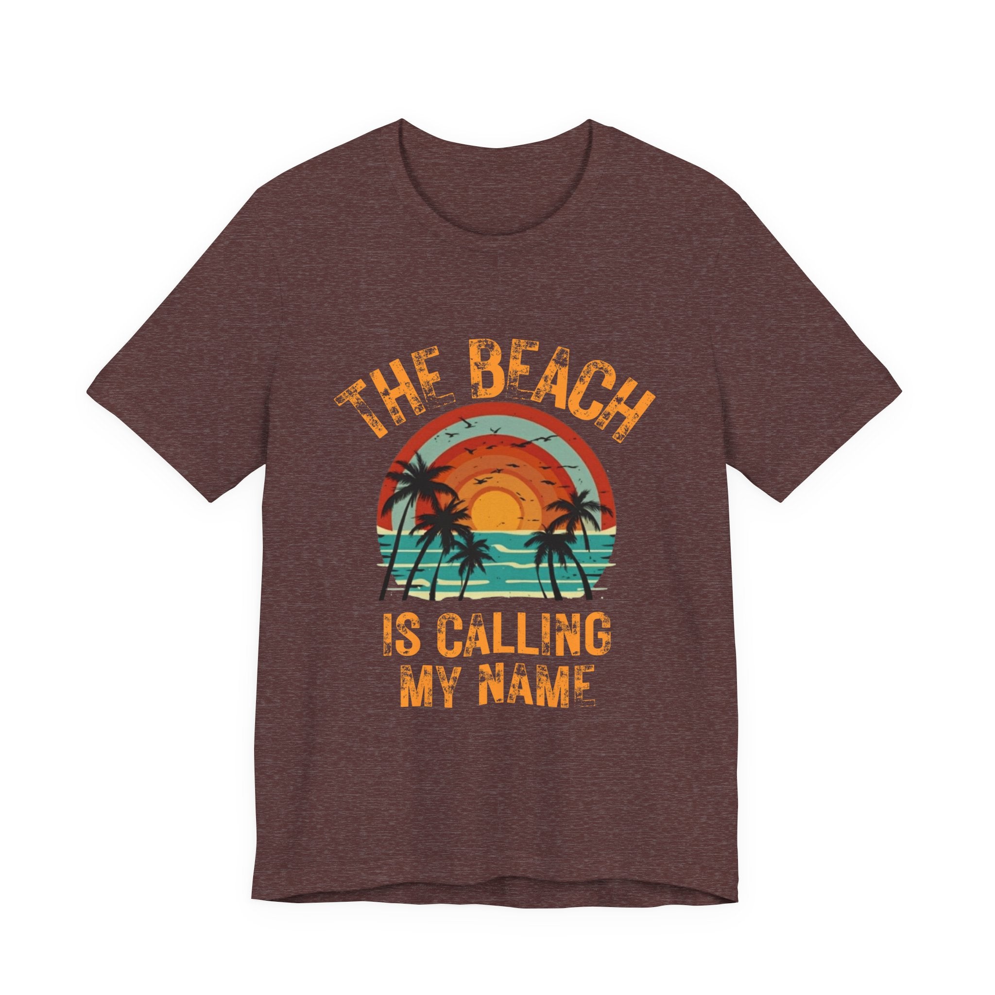 Beach Is Calling My Name T‑Shirt — Vintage Sunset Palm Tee
